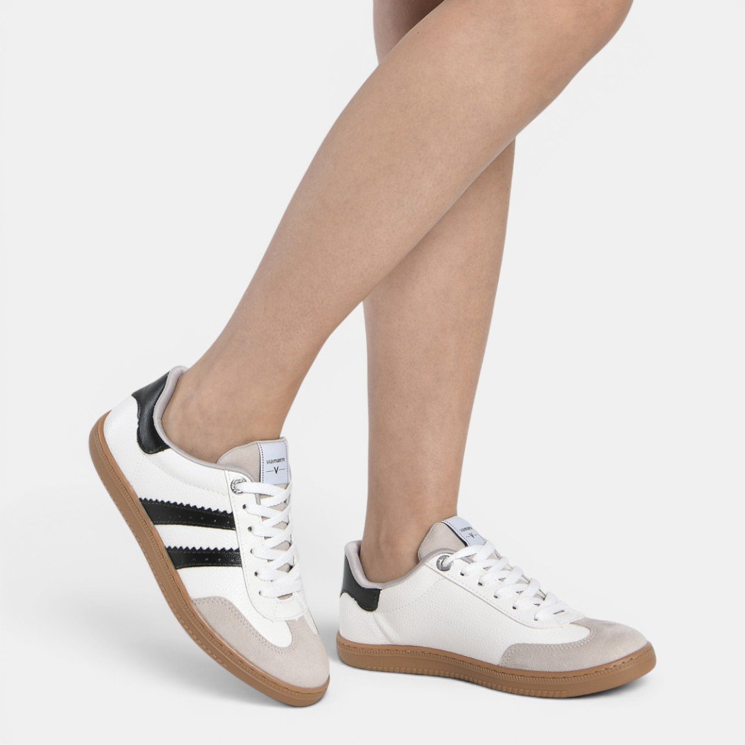 Tênis Feminino Via Marte Branco com Preto Branco 5