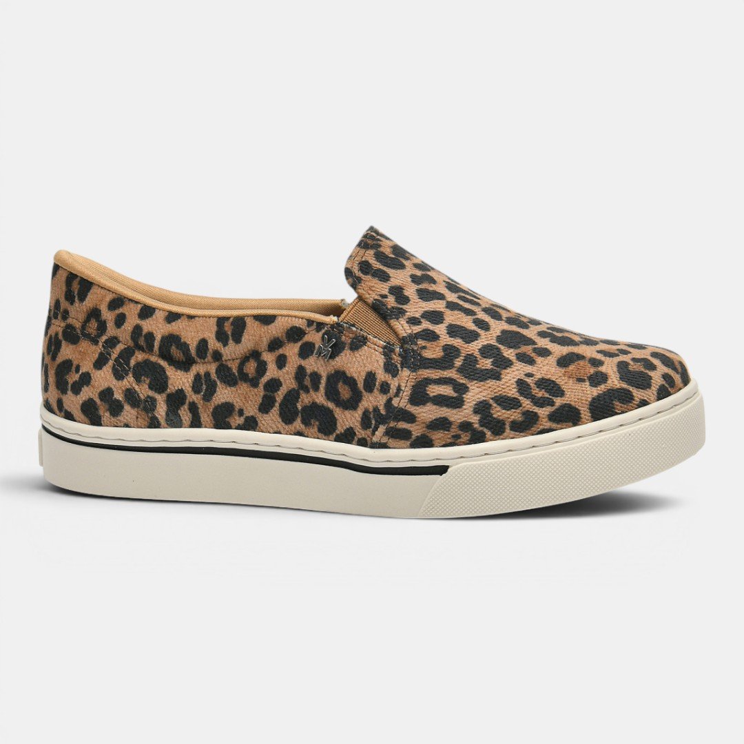 Tênis Slip On Via Marte Casual Animal Print Onça Caramelo