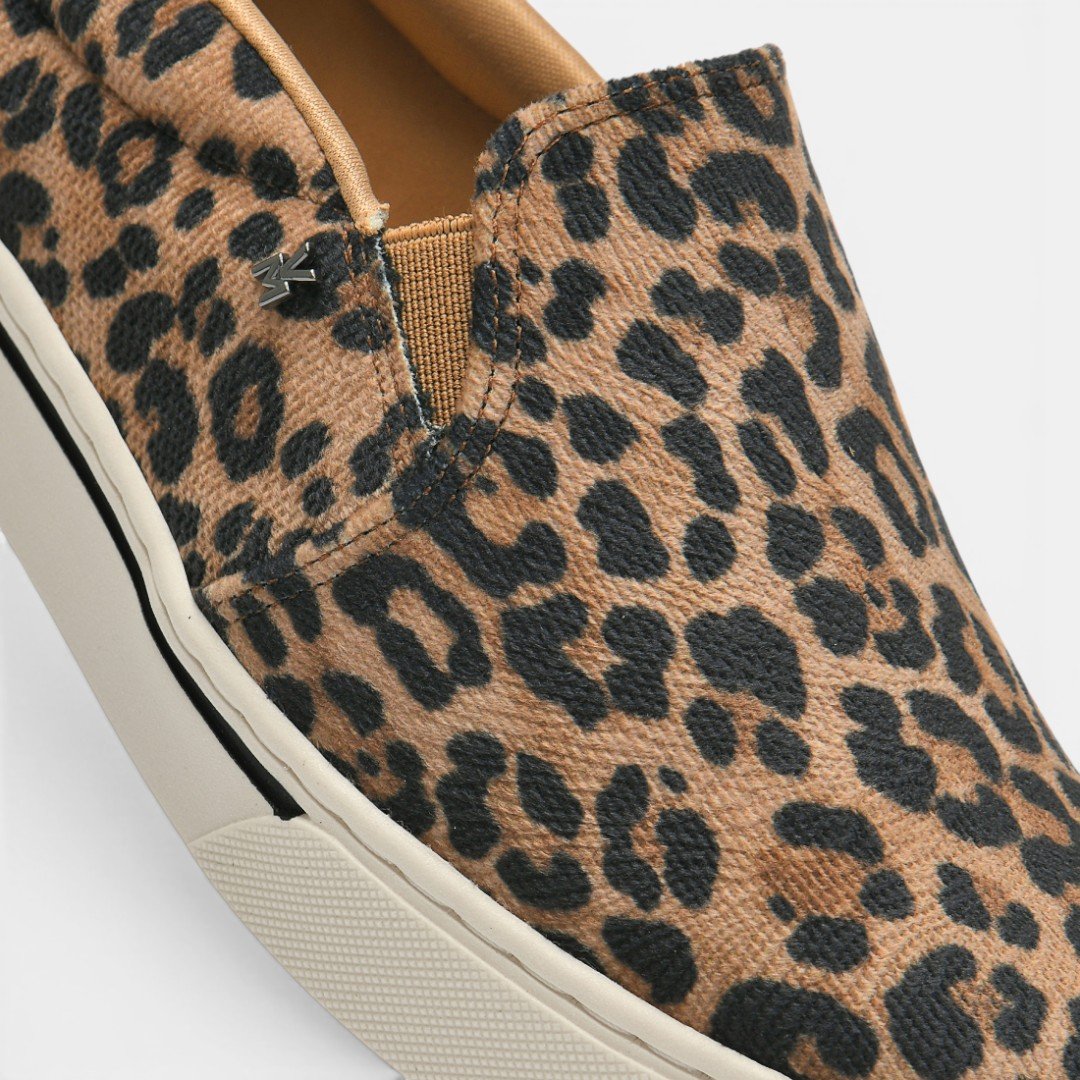 Tênis Slip On Via Marte Casual Animal Print Onça Caramelo Bege 4