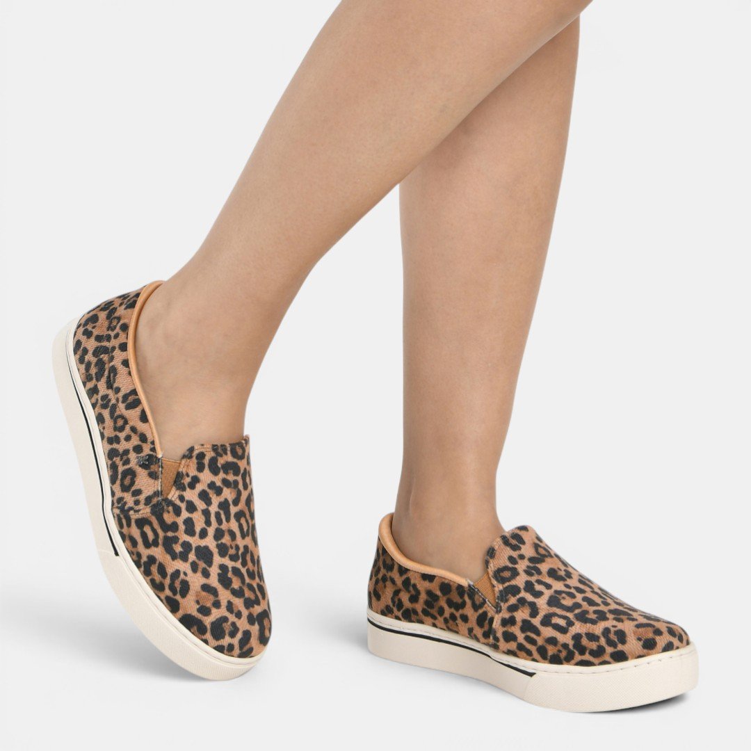 Tênis Slip On Via Marte Casual Animal Print Onça Caramelo Bege 5