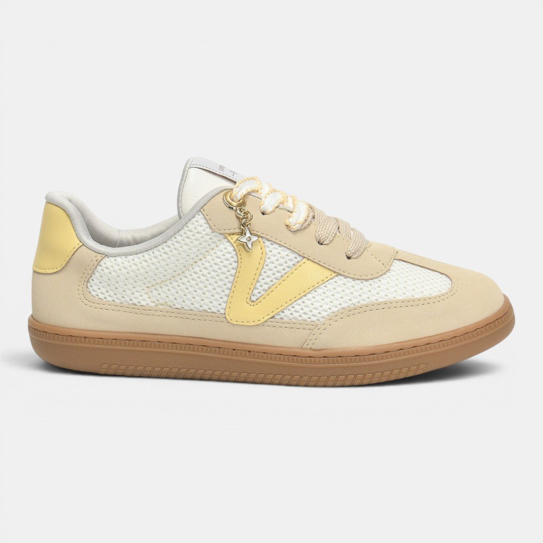 Tênis Via Marte Casual Feminino Branco com Amarelo Claro