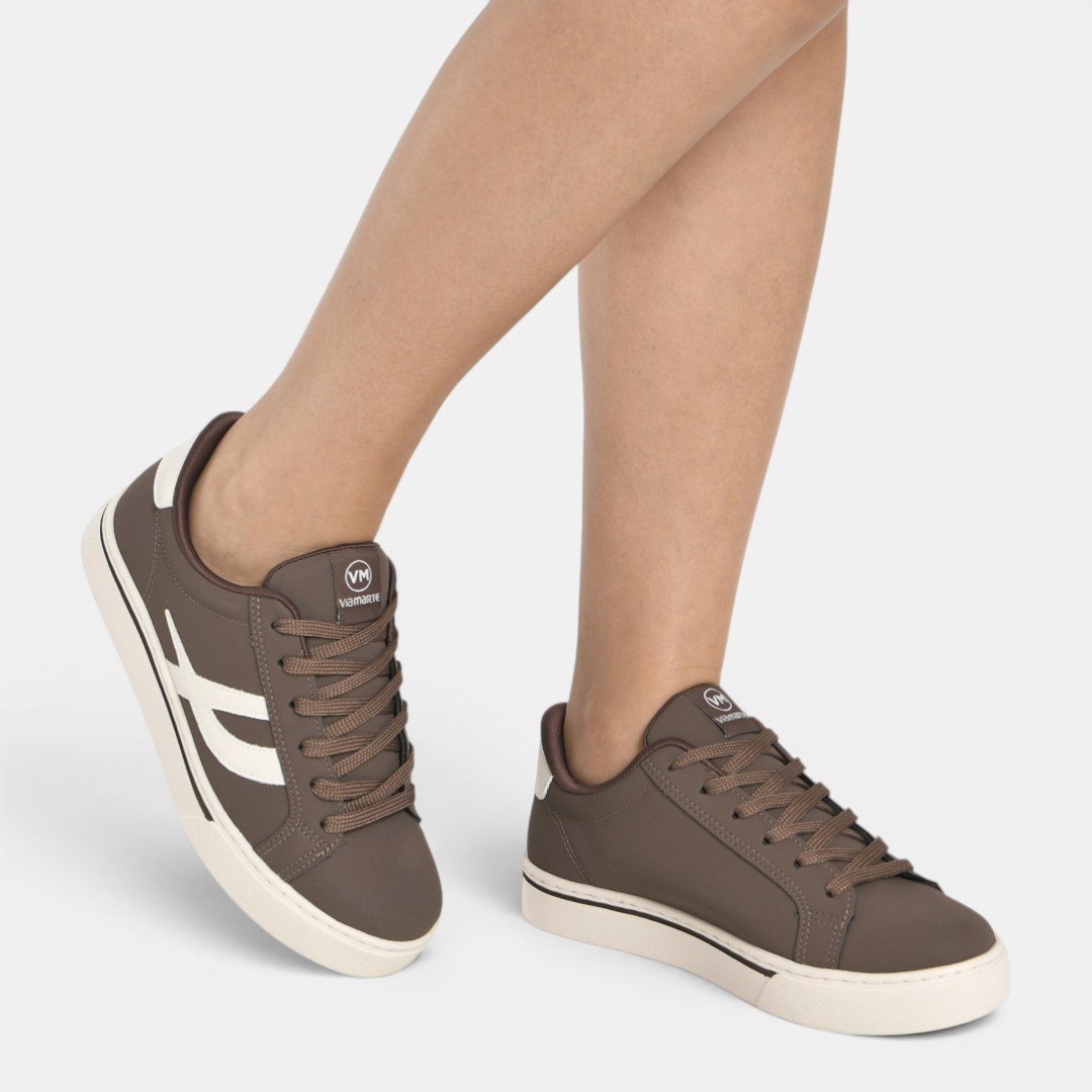 Tênis Via Marte Casual Feminino Marrom Bege 3