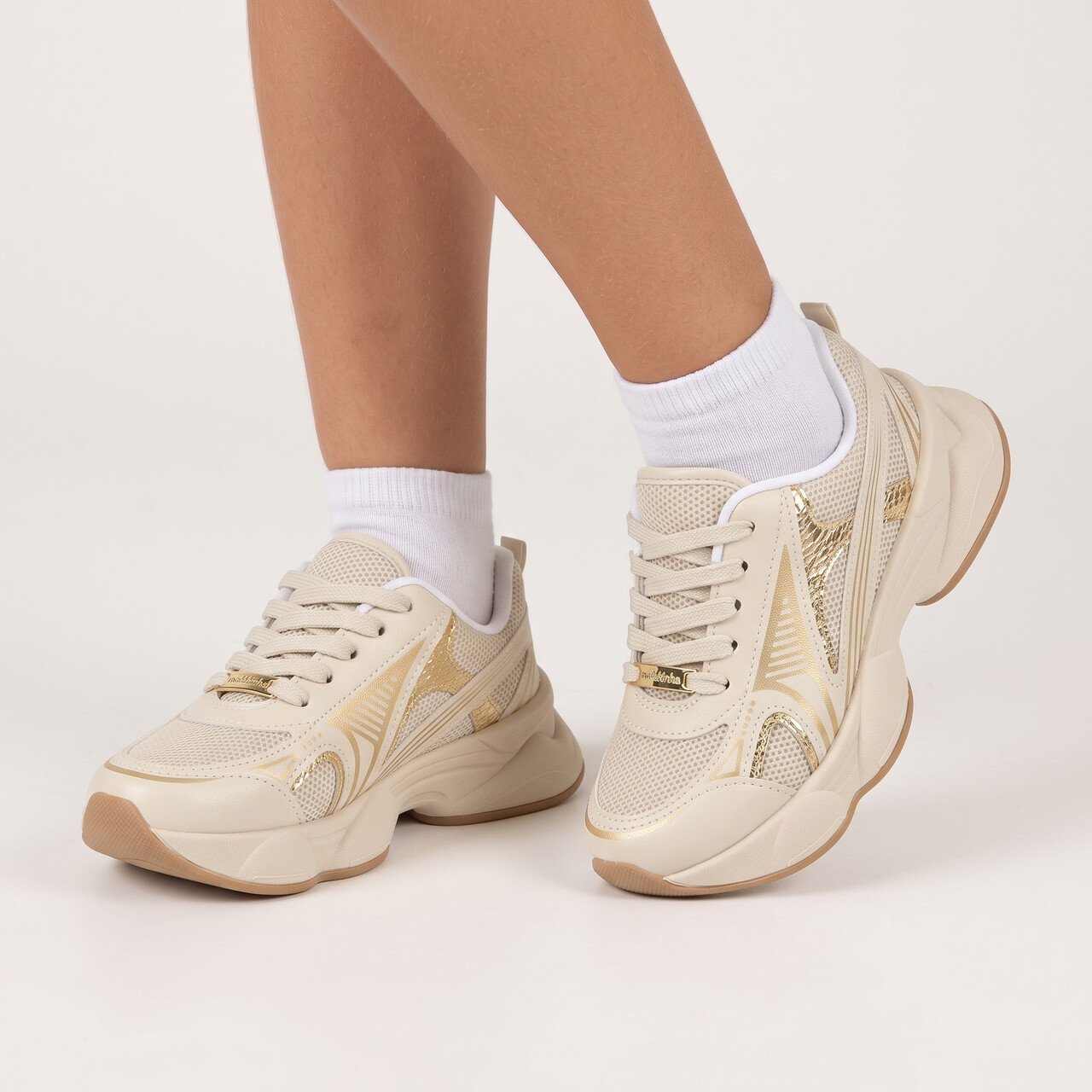 Tênis Molekinha Infantil Off White com Dourado Branco 2