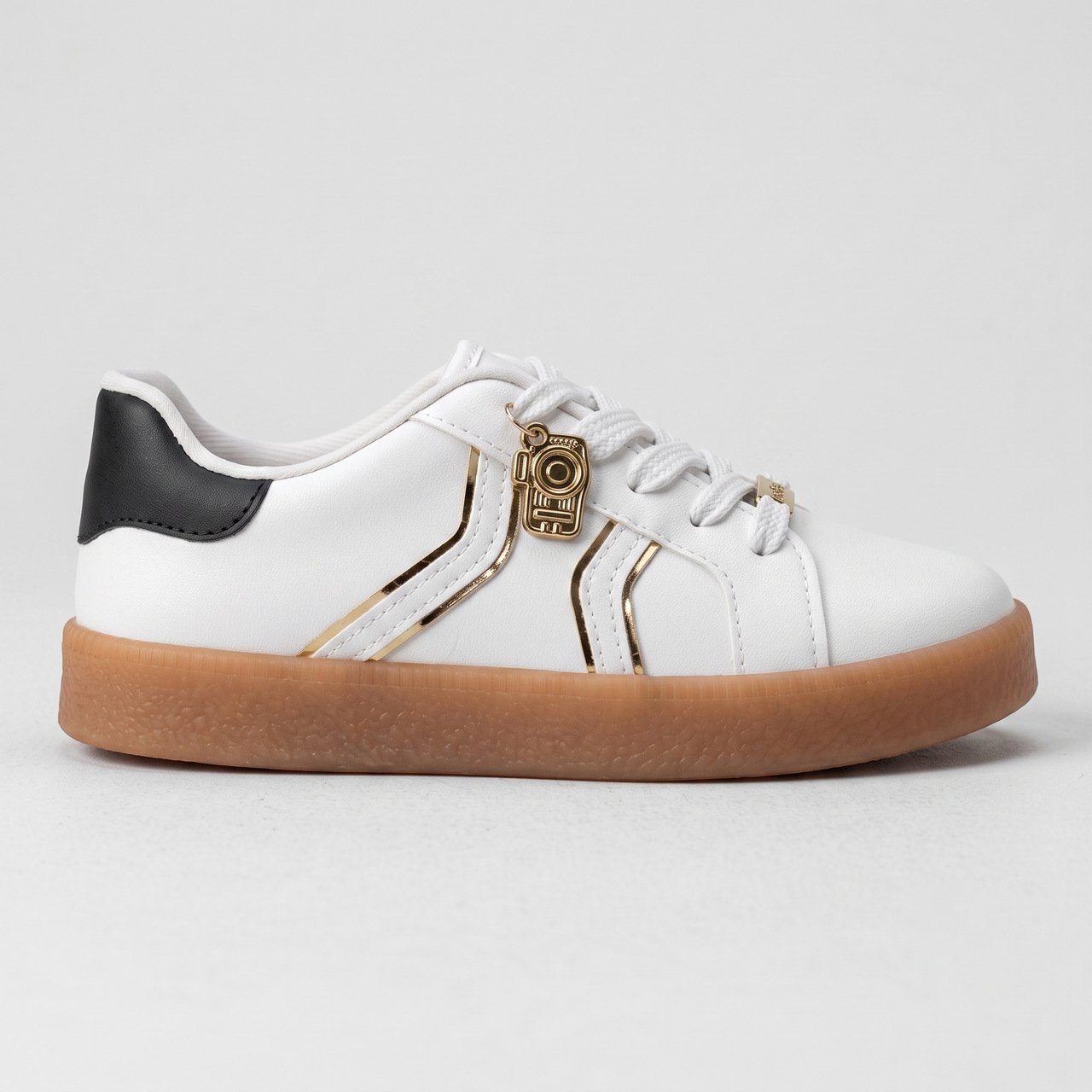 Tênis Molekinha Casual Feminino Infantil Off White com Preto