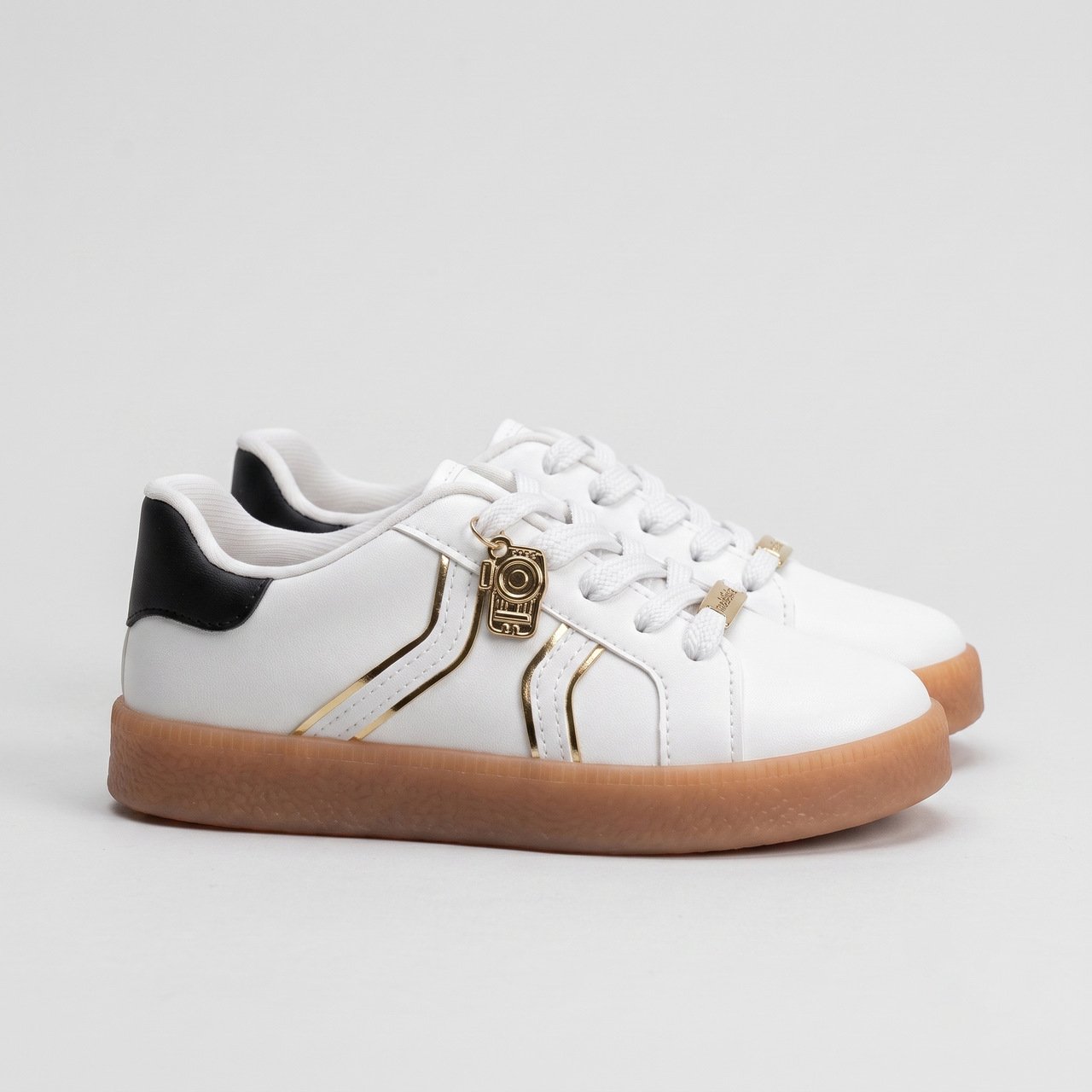 Tênis Molekinha Casual Feminino Infantil Off White com Preto Branco 3