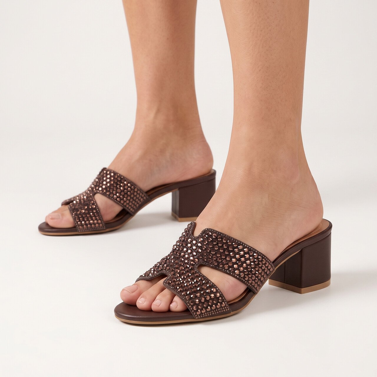 Tamanco Feminino Vizzano Com Strass Marrom Marrom 2