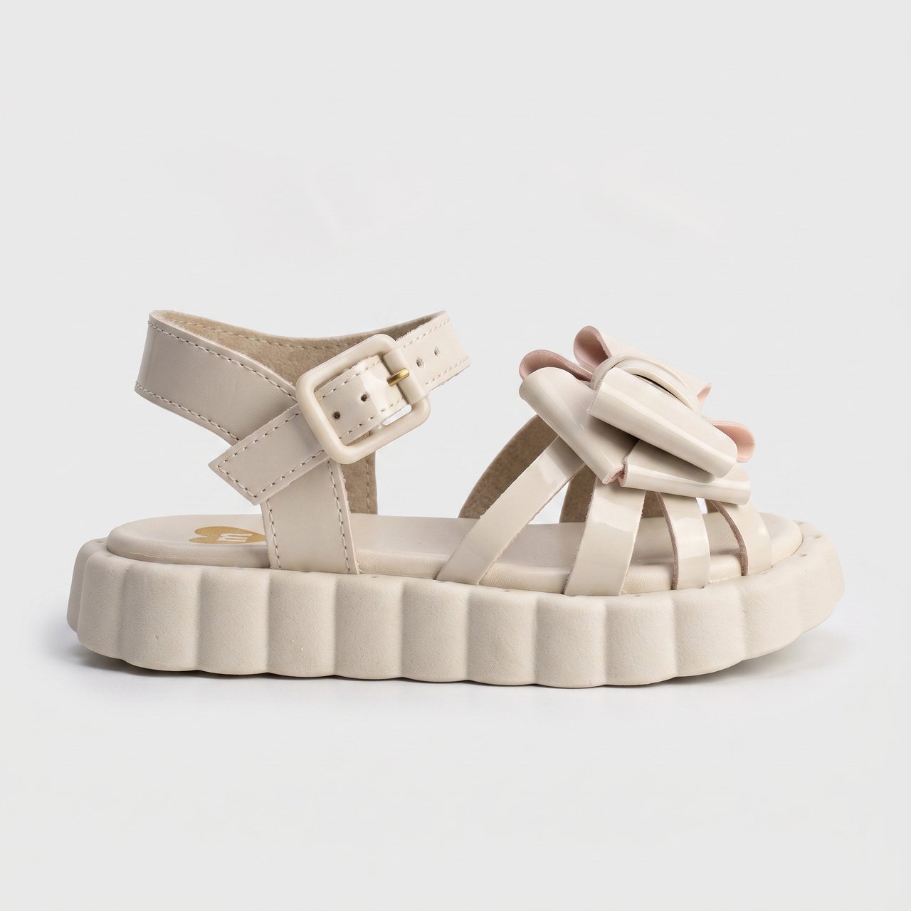 Sandália Bebê Molekinha Com Laço Off White