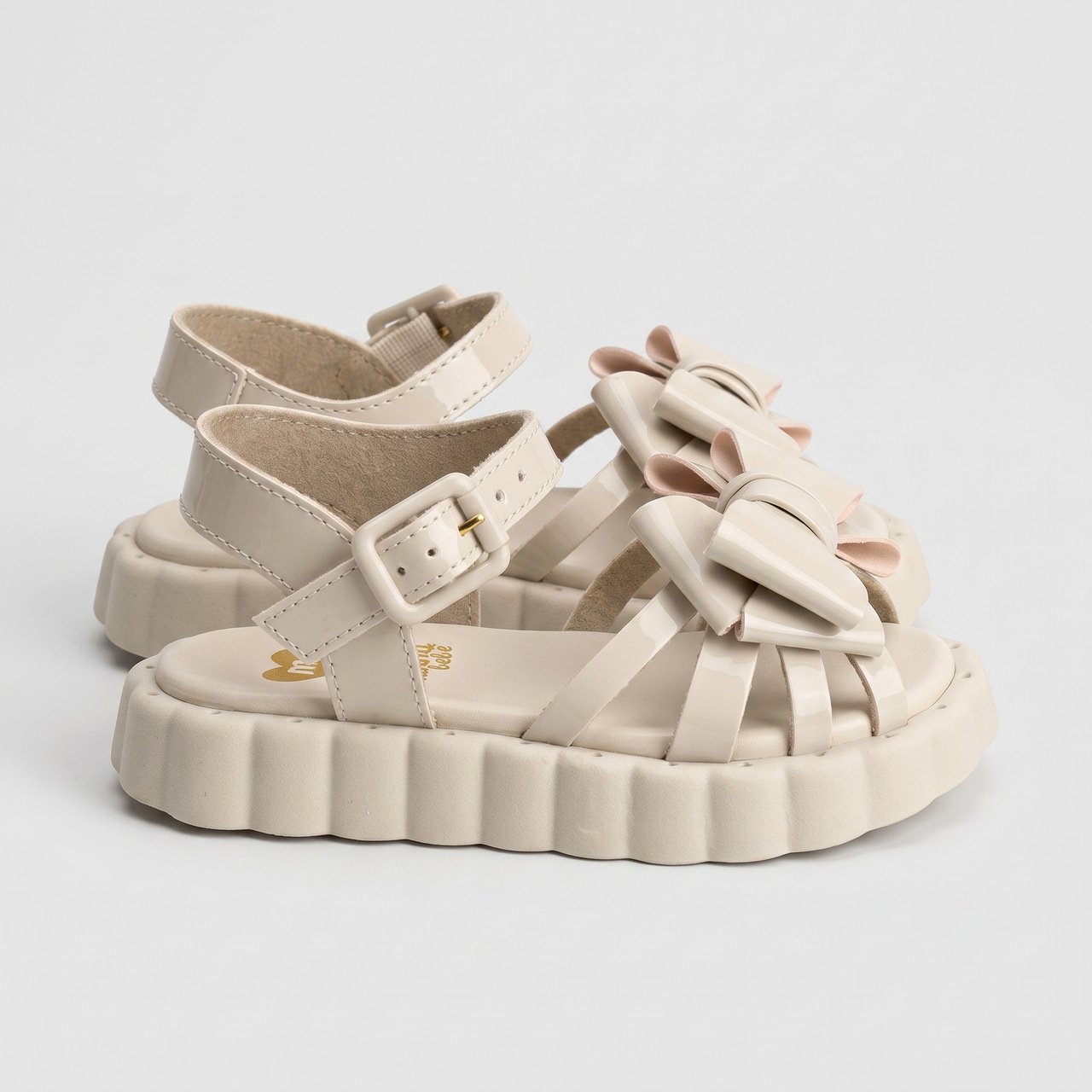 Sandália Bebê Molekinha Com Laço Off White Branco 3