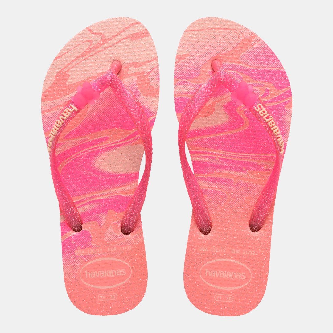 Chinelo Havaianas Infantil Slim Glitter II Manga Rosa