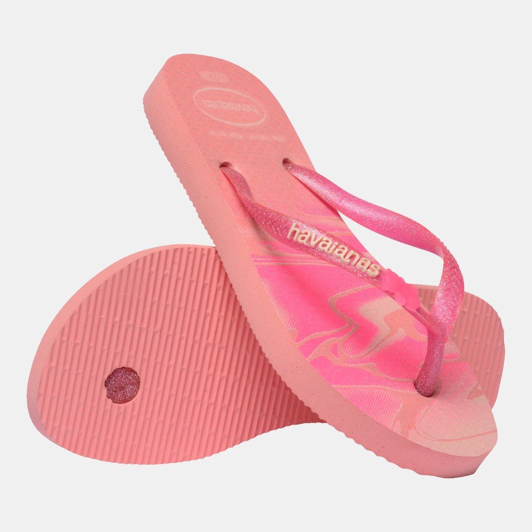 Chinelo Havaianas Infantil Slim Glitter II Manga Rosa Rosa 4