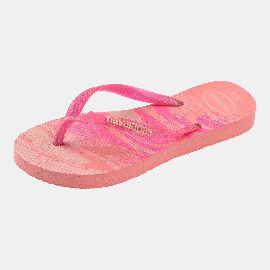 Chinelo Havaianas Infantil Slim Glitter II Manga Rosa Rosa 6
