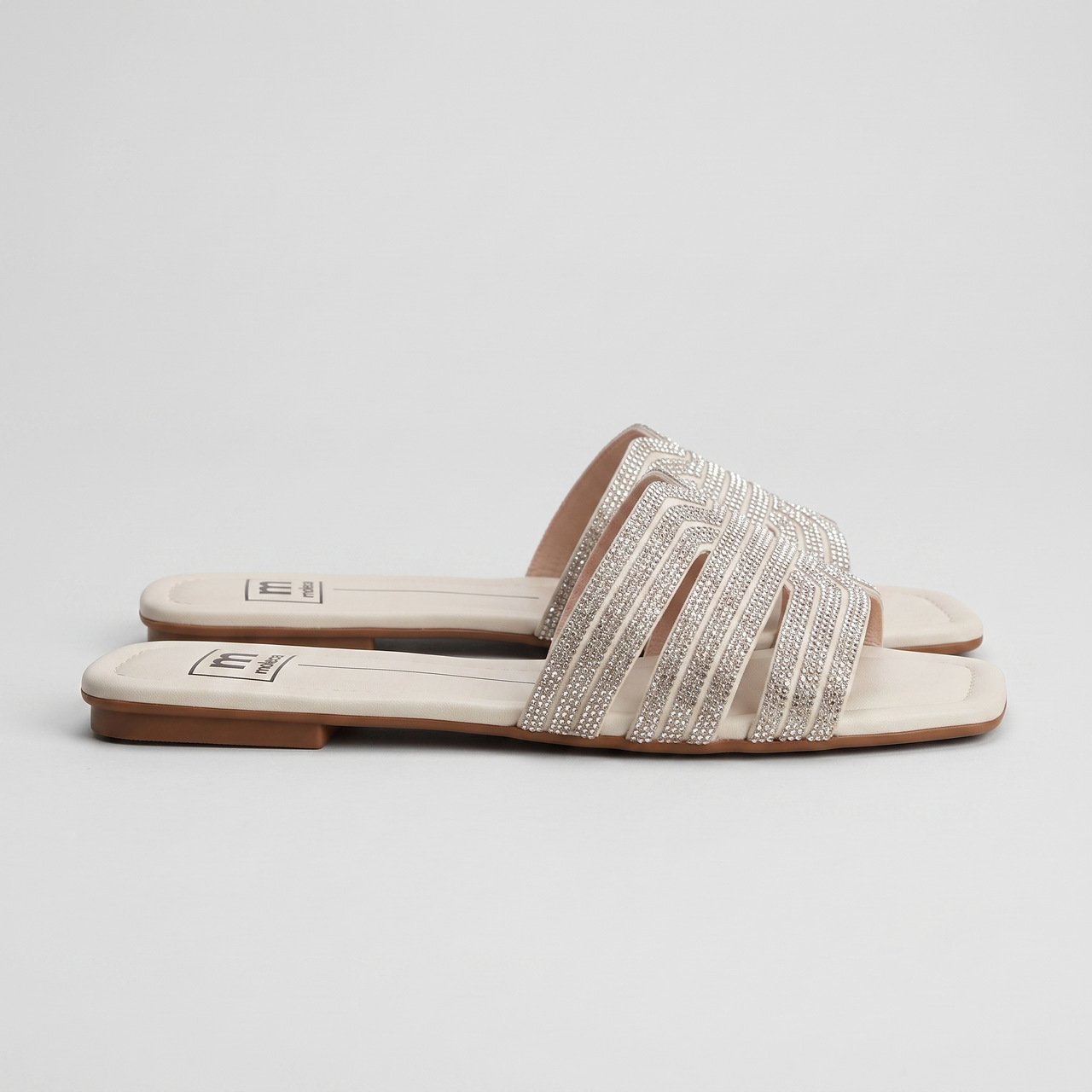 Rasteira Moleca Com Strass Off White Branco 3