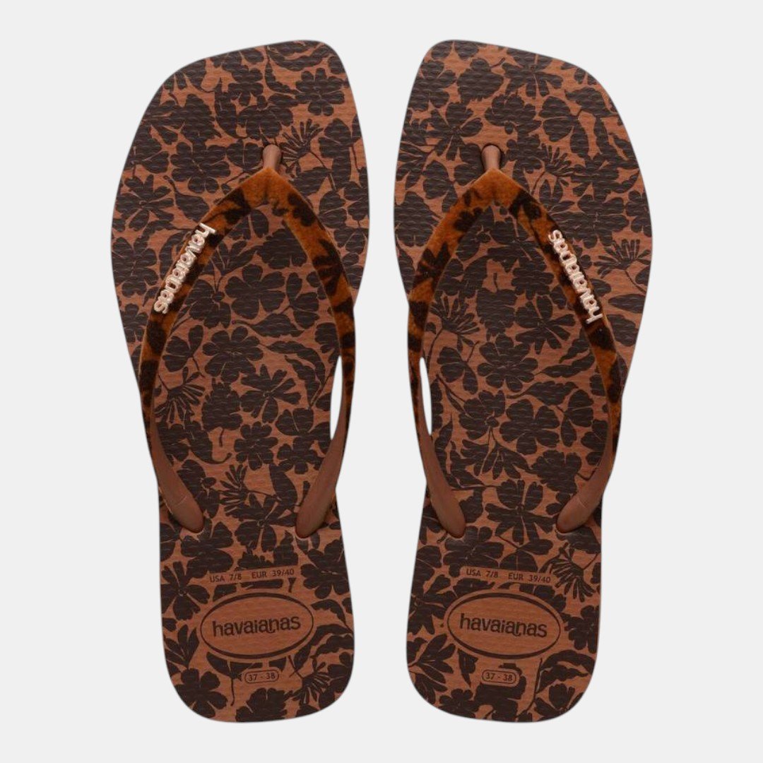 Chinelo Havaianas Slim Square Velvet Marrom