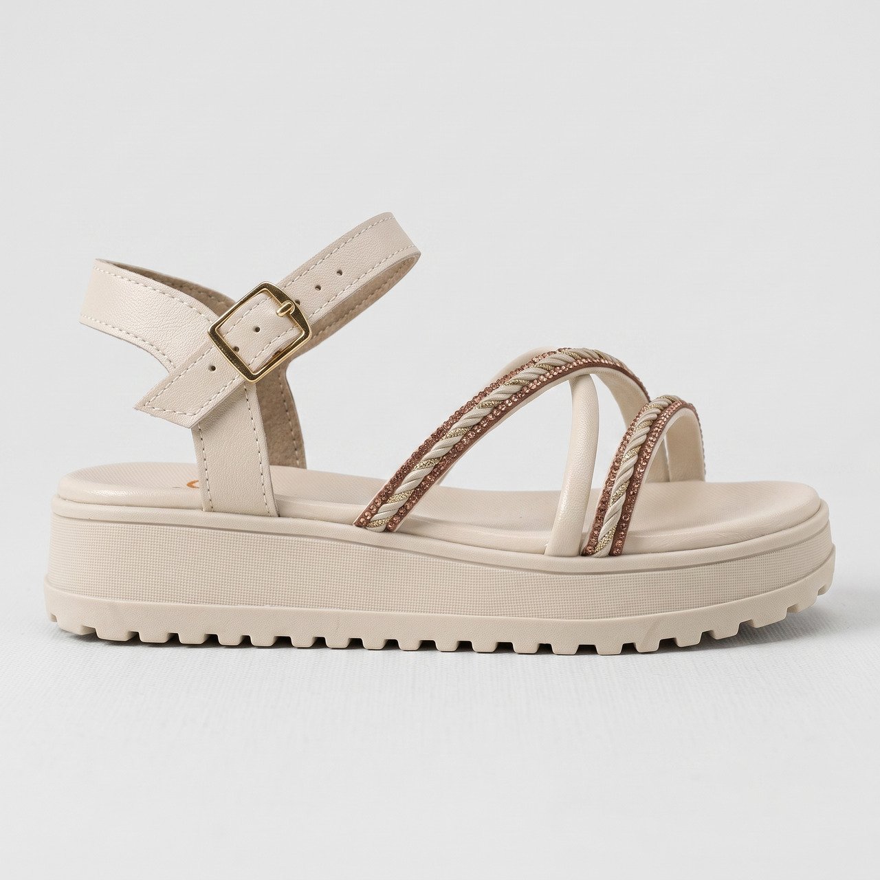 Sandália Papete Anabela Infantil Molekinha Off White