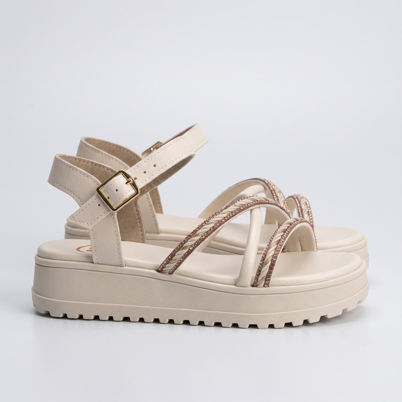 Sandália Papete Anabela Infantil Molekinha Off White Branco 3
