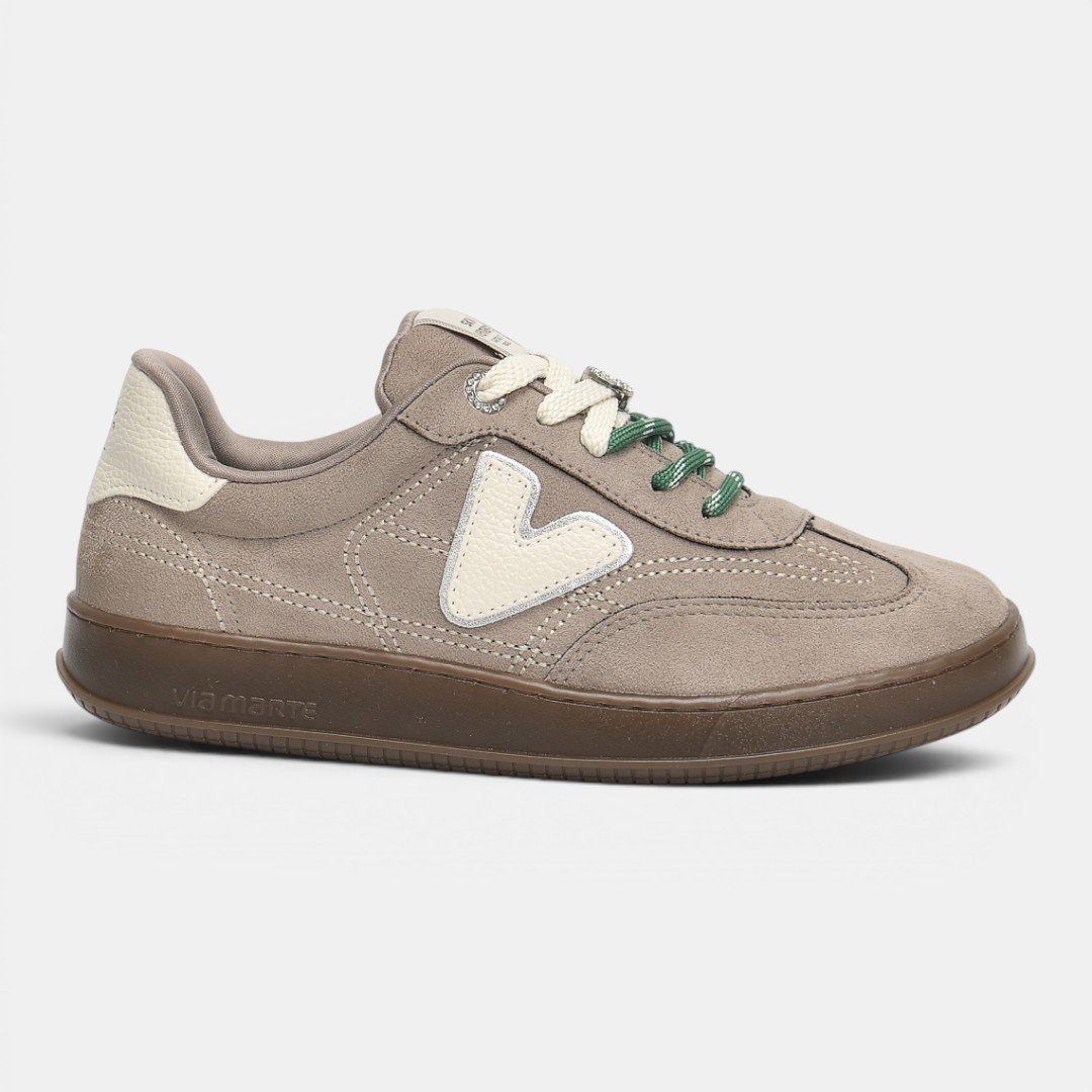 Tênis Via Marte Taupe Cinza com Verde
