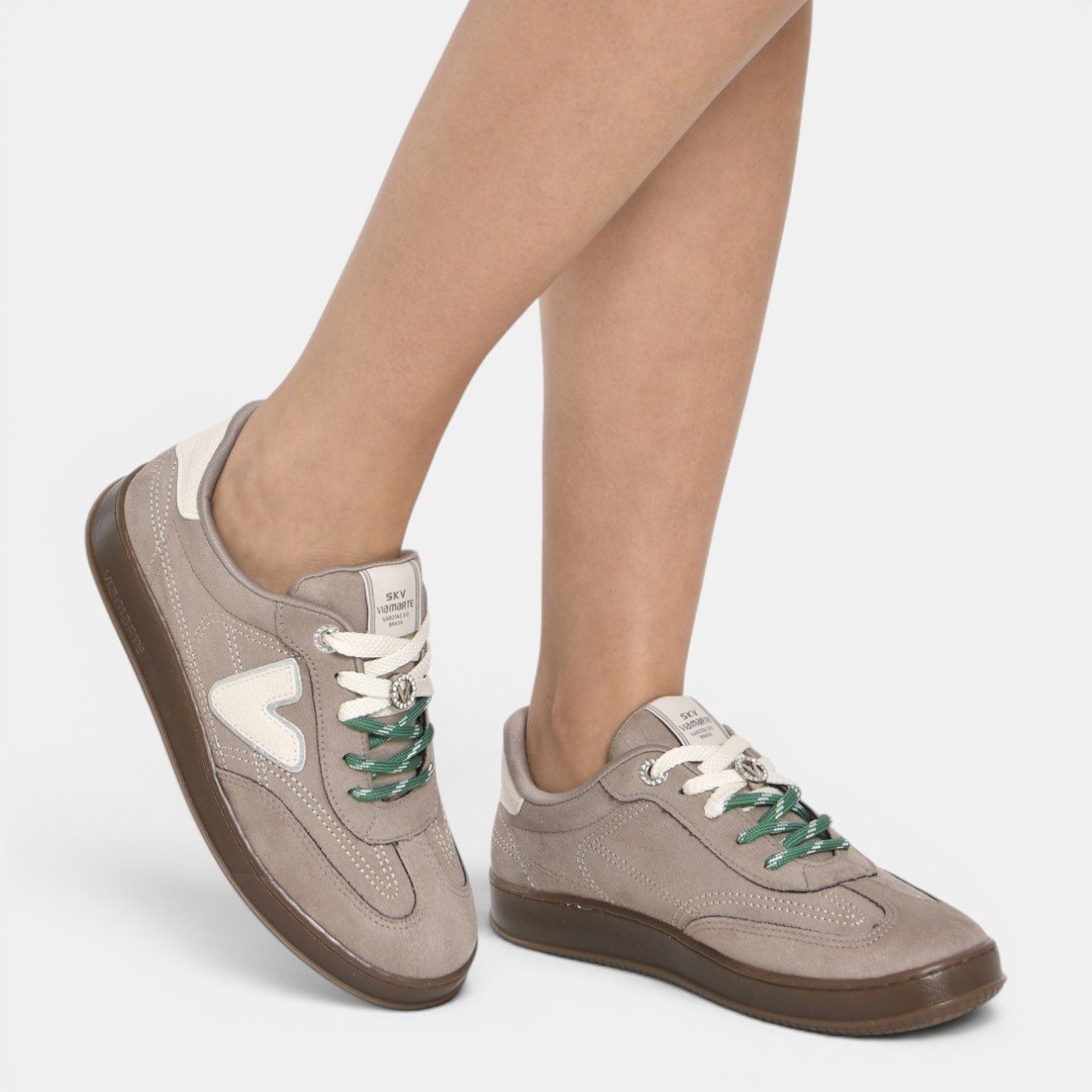 Tênis Via Marte Taupe Cinza com Verde Marrom 5