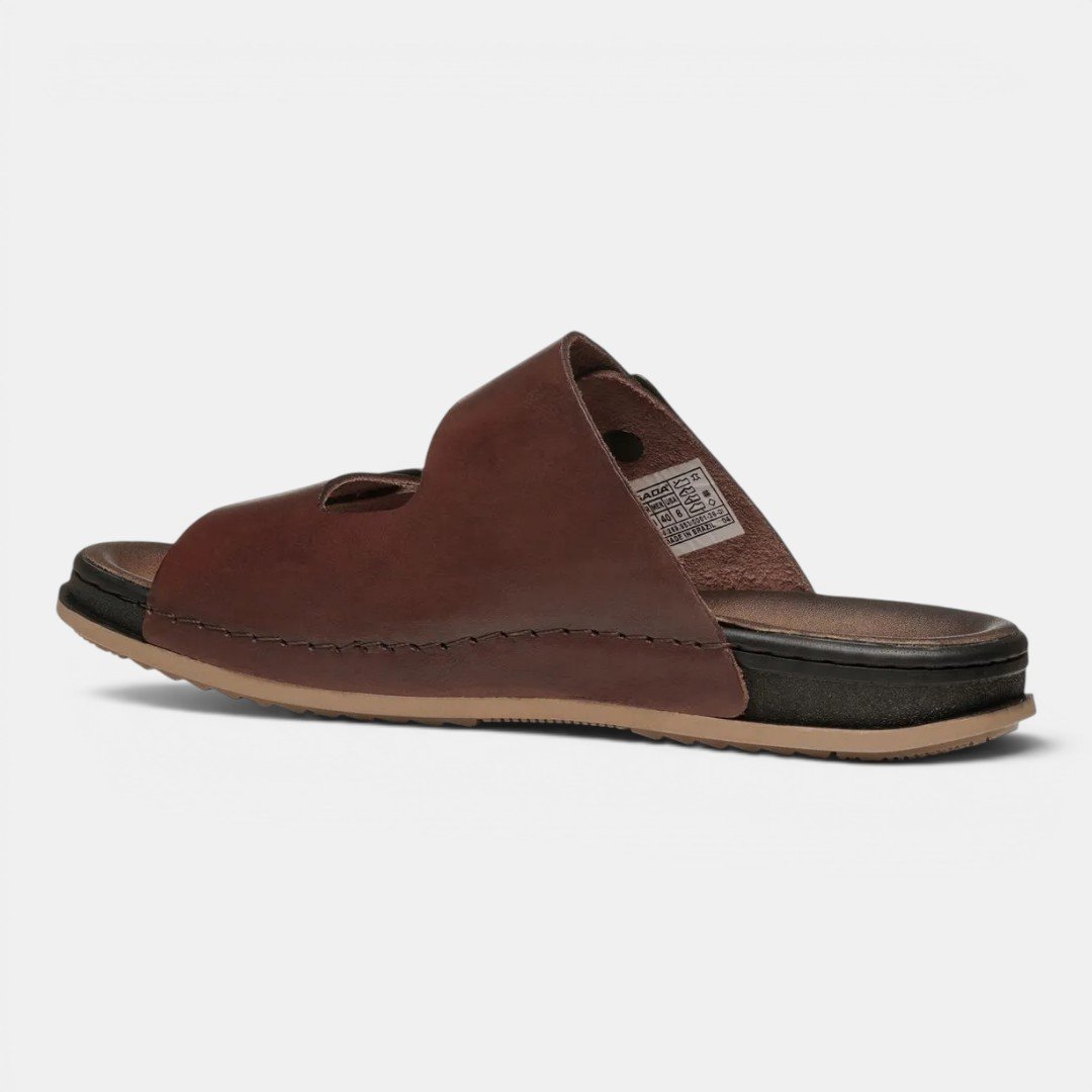 Chinelo Pegada Masculino Em Couro Pinhão Marrom 4