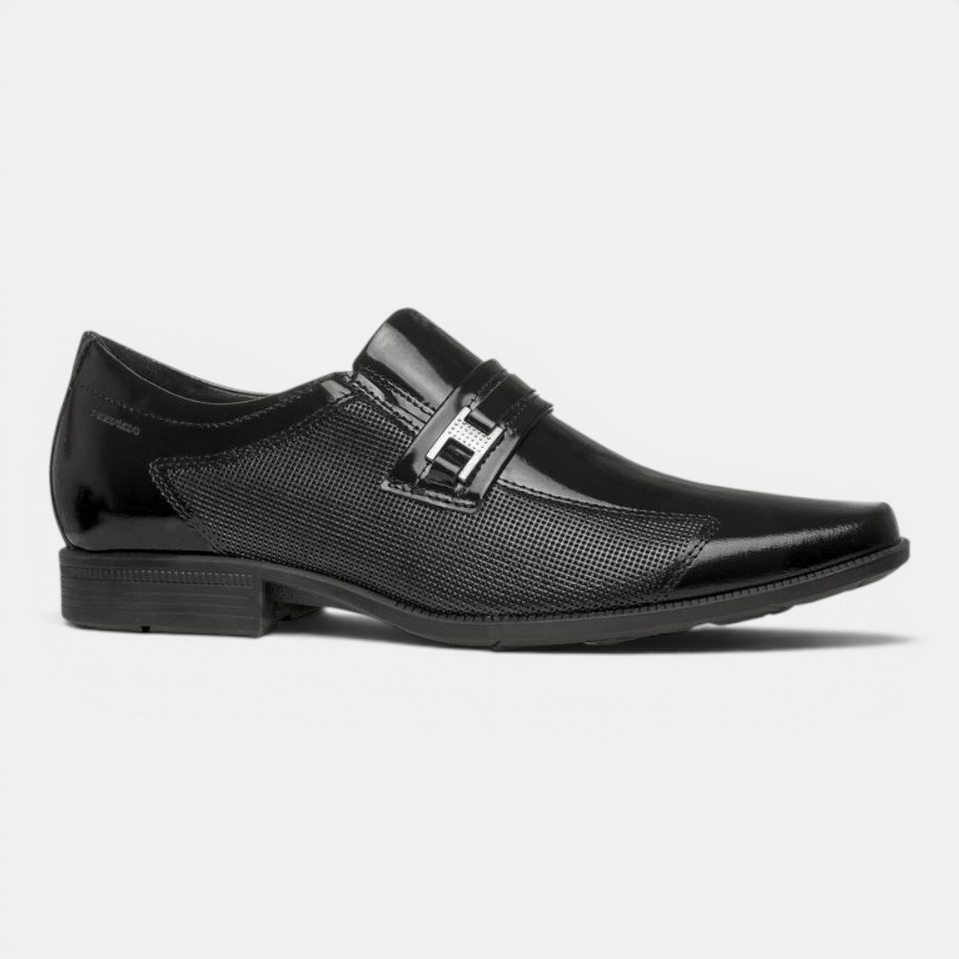 Sapato Social Masculino Pegada Em Couro Verniz Preto Preto 1