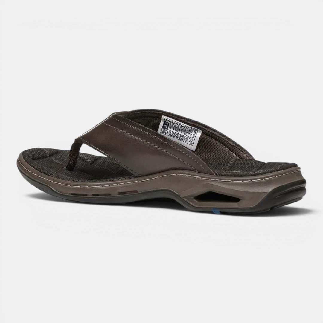Chinelo Pegada Masculino Em Couro Marrom Marrom 5