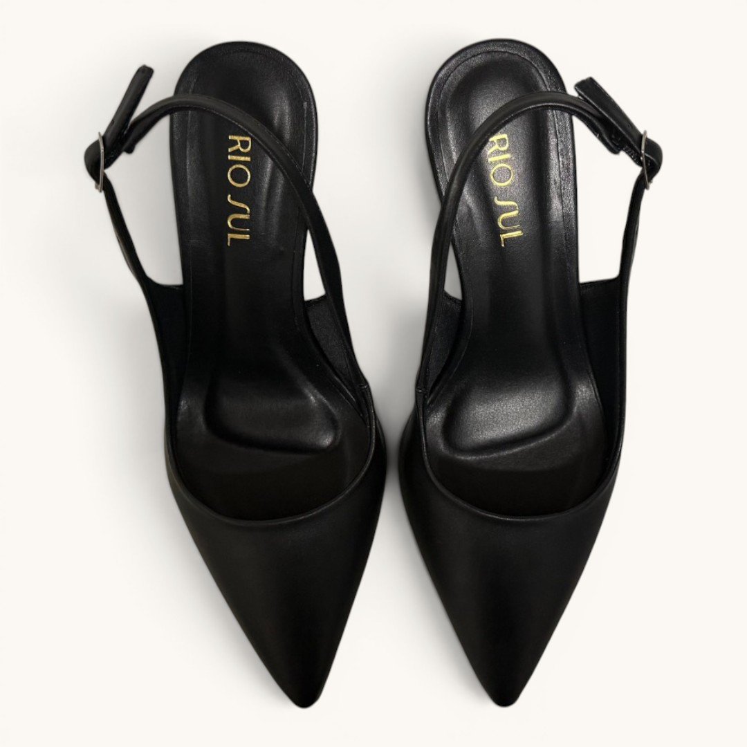Scarpin Slingback Rio Sul Anabela Com Bico Fino Preto Preto 4