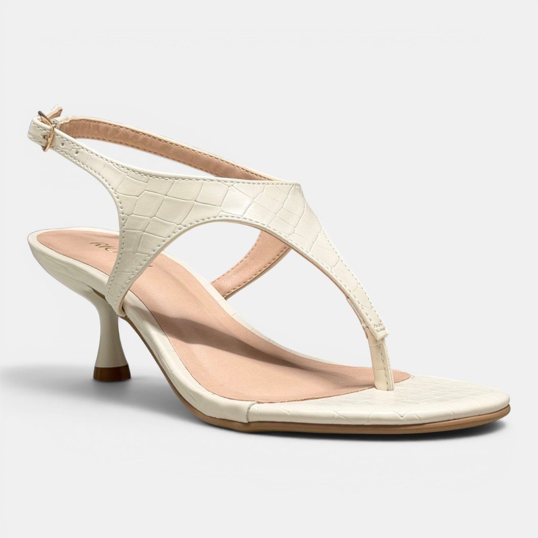 Sandália de Dedo Rio Sul Salto Taça Croco Off White Branco 2