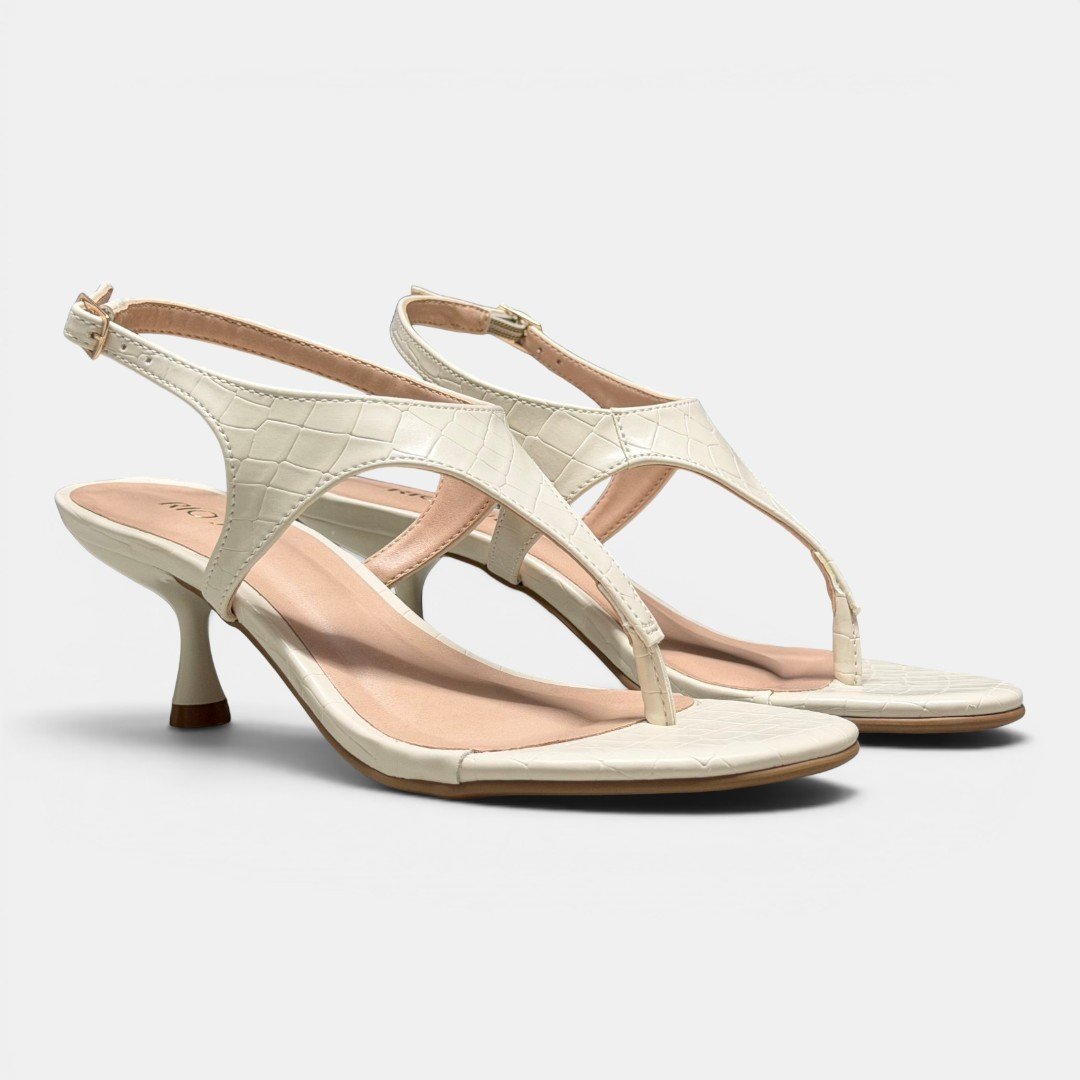 Sandália de Dedo Rio Sul Salto Taça Croco Off White Branco 3