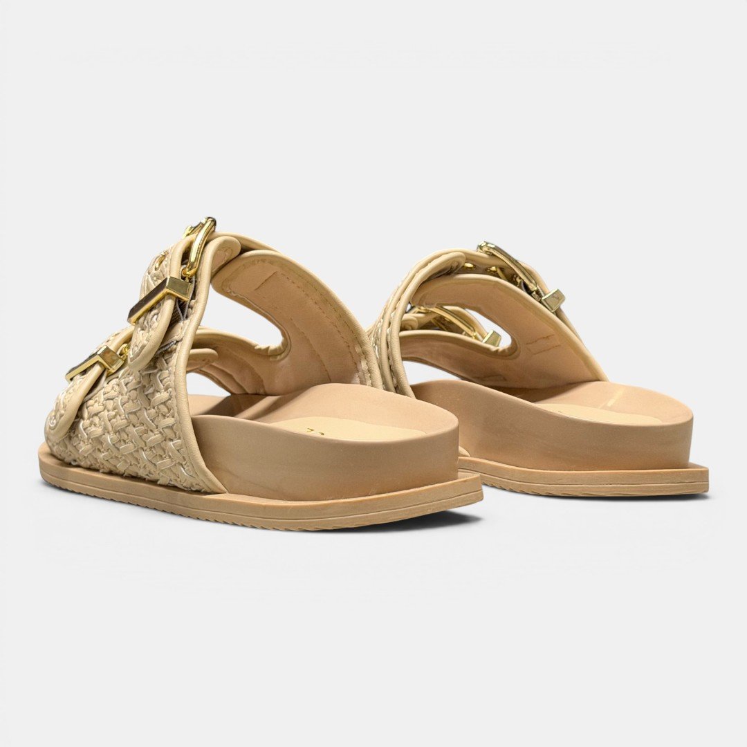Papete Rio Sul Slide Com Duas Fivelas Off White Branco 6