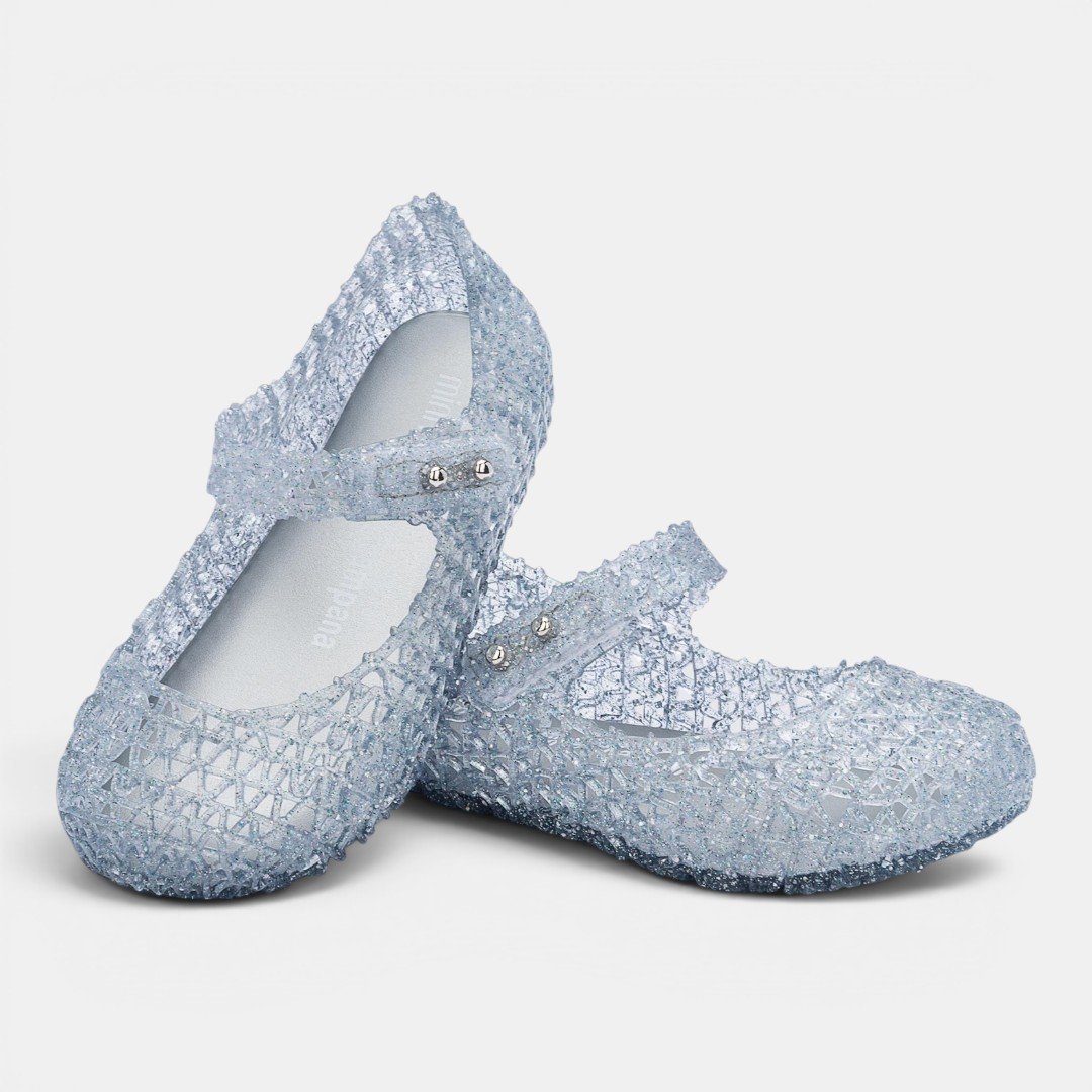 Sapatilha Mini Melissa Campana Papel De Bebê Glitter Holográfico Transparente 2