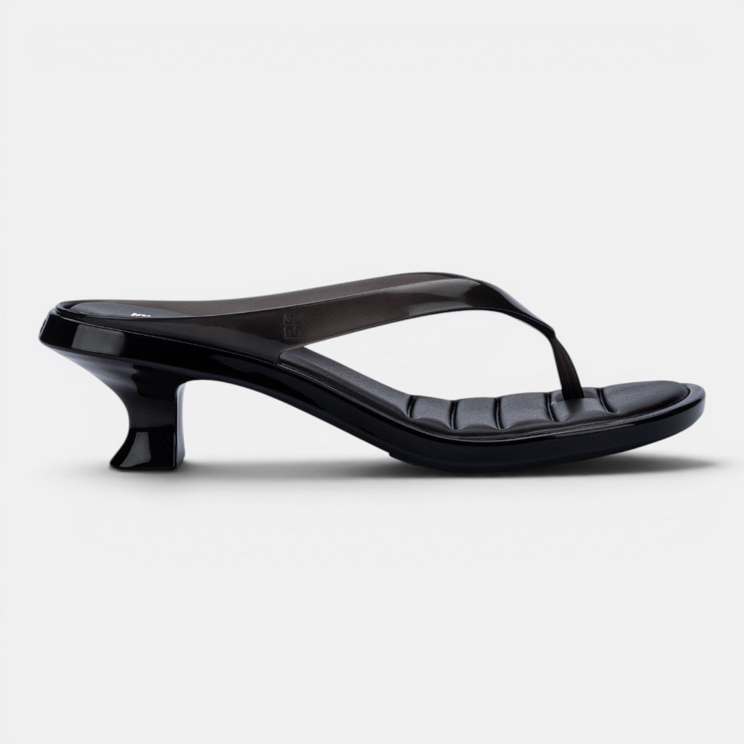 Tamanco Melissa Thong Kitten Heel Preto