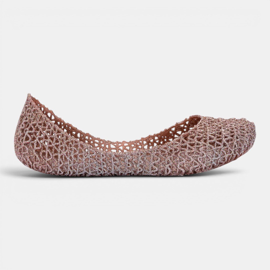 Sapatilha Mini Melissa Campana Papel Infantil Rosa Metalizado Glitter