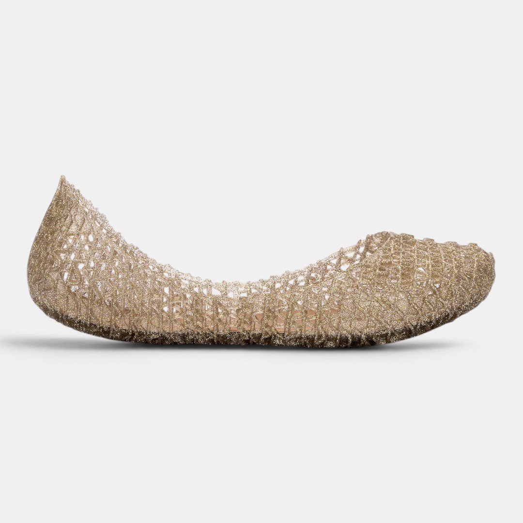 Sapatilha Mini Melissa Campana Papel Infantil Dourado Glitter