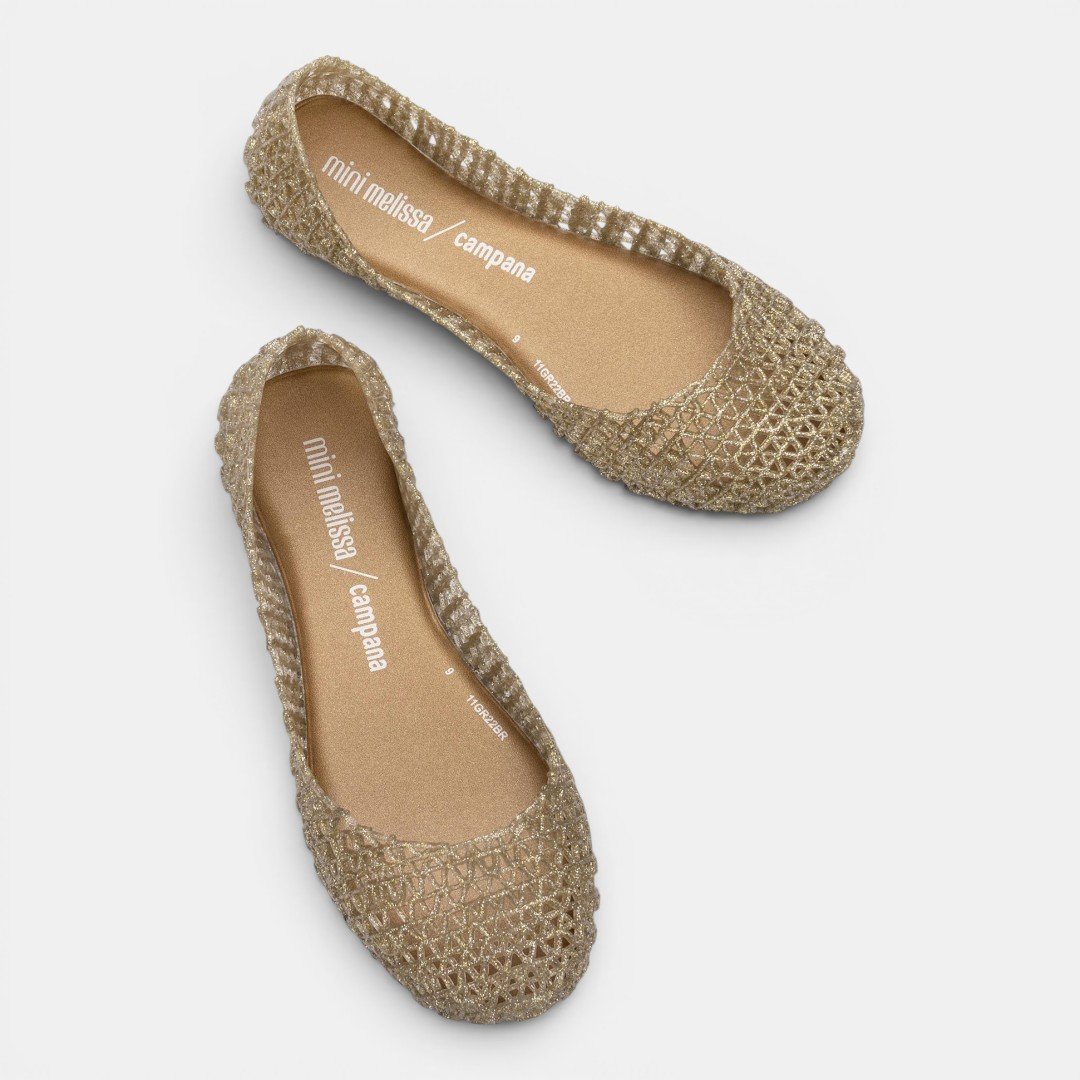 Sapatilha Mini Melissa Campana Papel Infantil Dourado Glitter Dourado 2