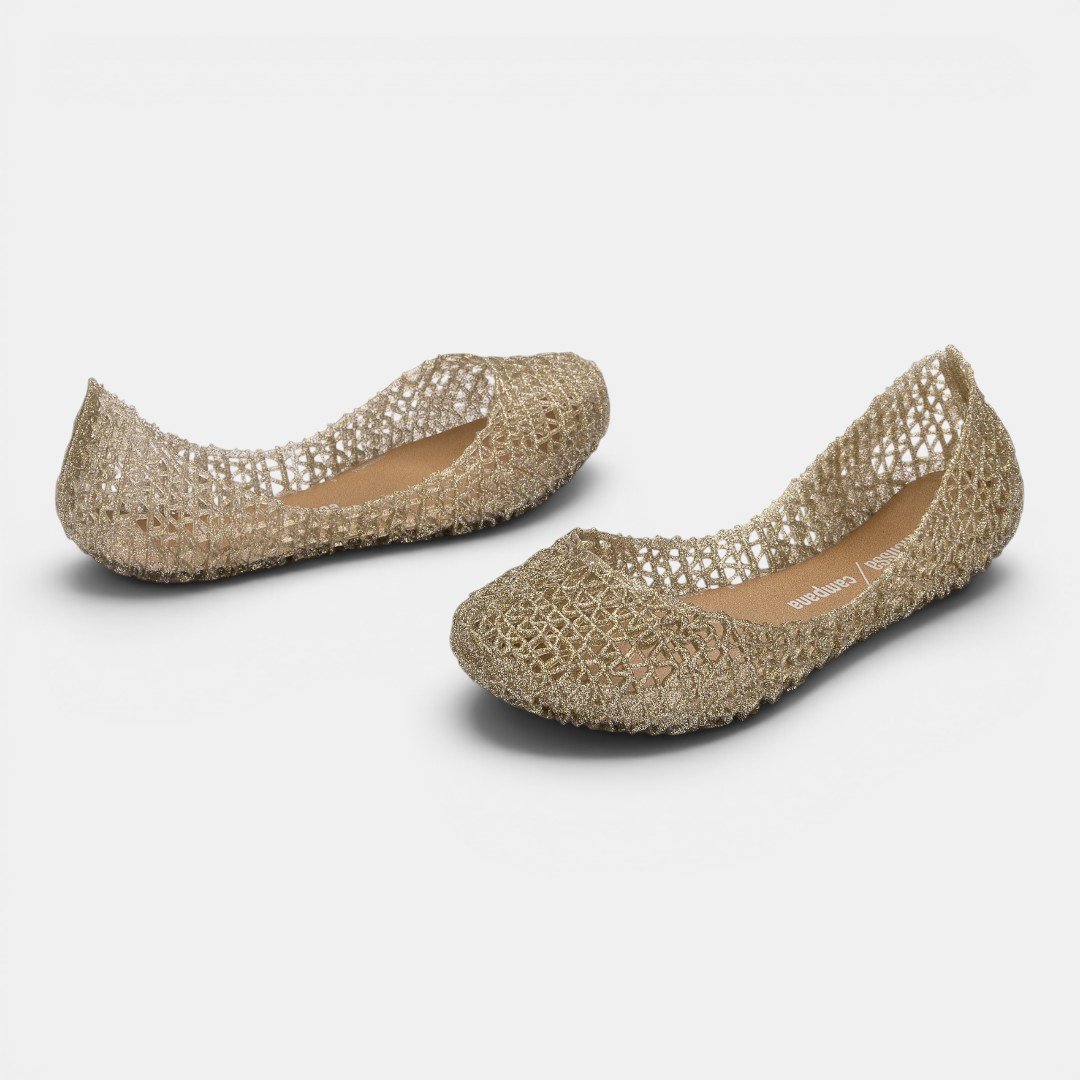 Sapatilha Mini Melissa Campana Papel Infantil Dourado Glitter Dourado 3