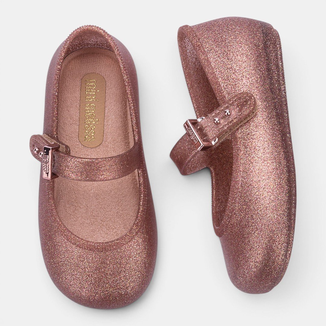 Sapatilha Mini Melissa Soft Balerina Bebê Rosa Glitter Transparente 2