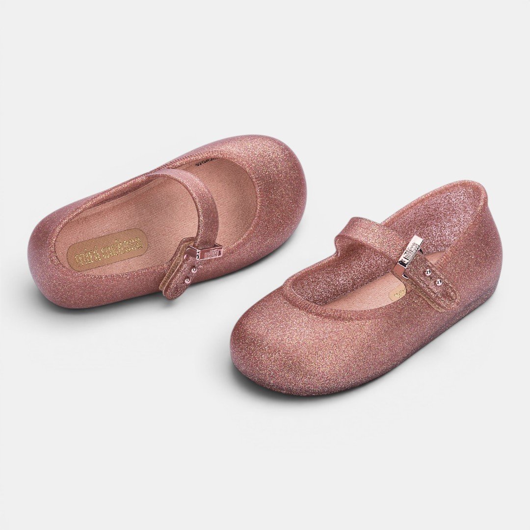 Sapatilha Mini Melissa Soft Balerina Bebê Rosa Glitter Transparente 3