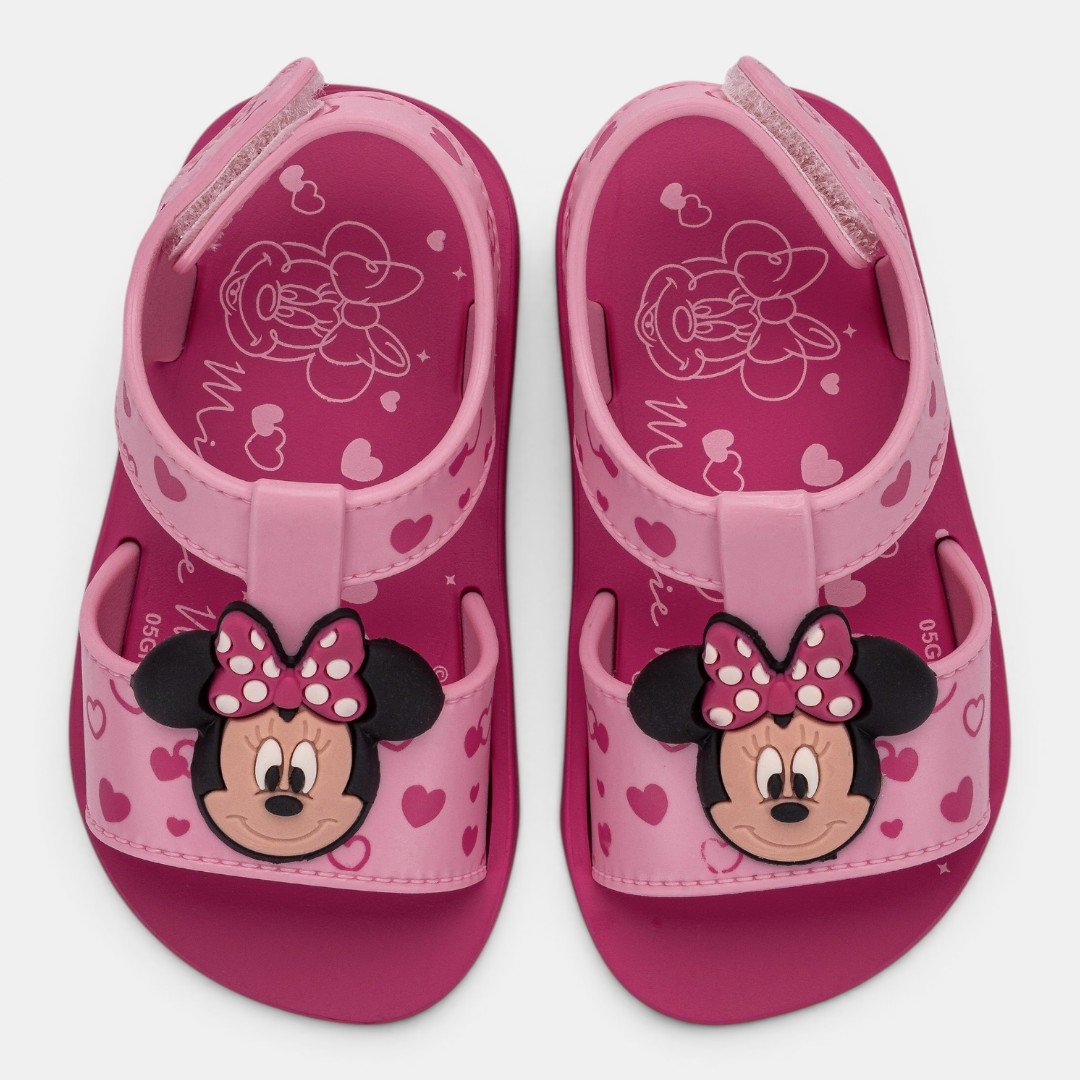 Sandália de Bebê Rosa Minnie Disney Baby Time Grendene Kids Rosa 5