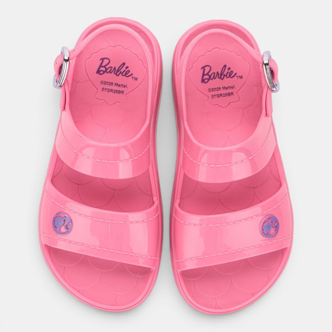 Sandália Rasteira Barbie Fashion Trip Infantil Rosa Médio Rosa 7