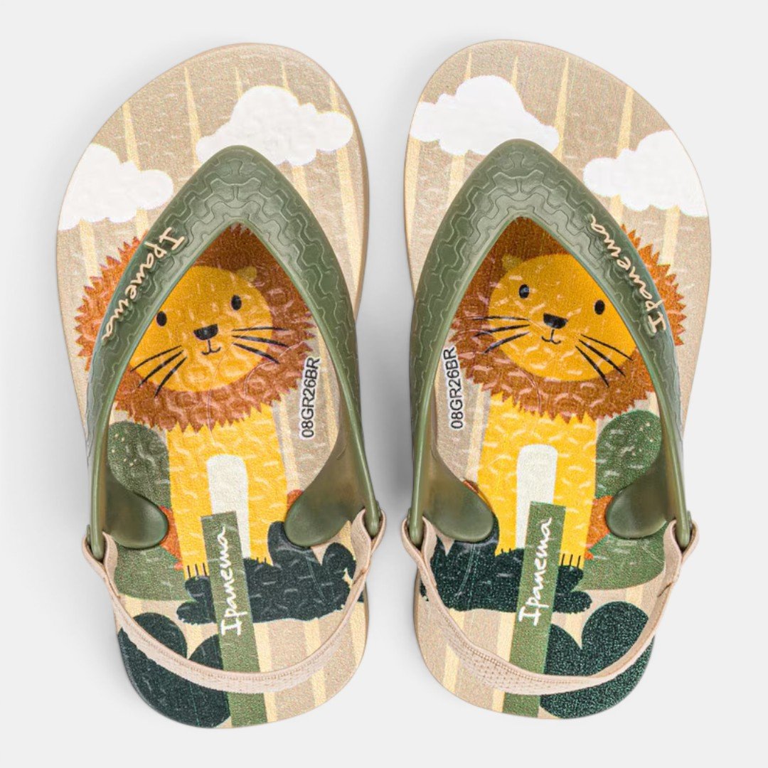 Chinelo De Dedo Bebê Ipanema Leãozinho Bege