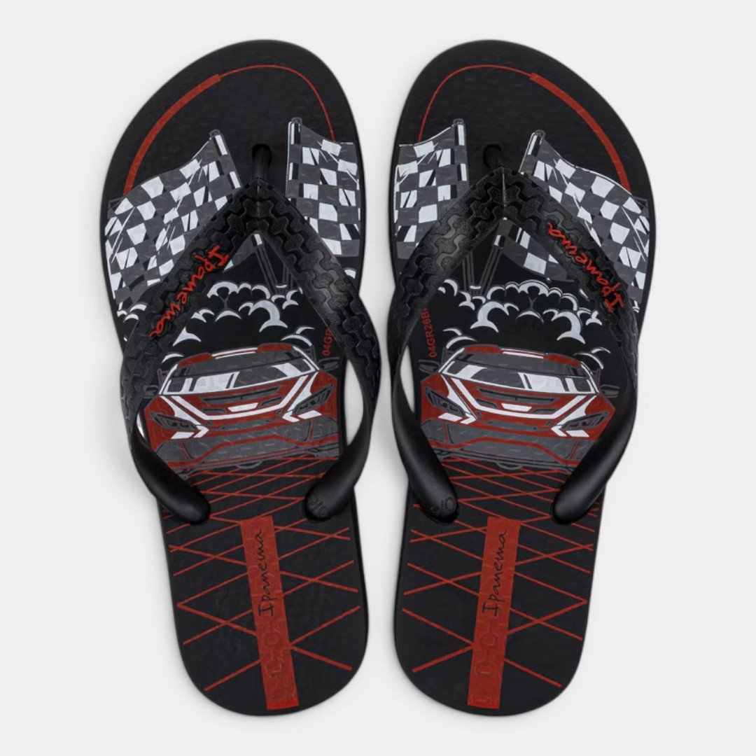Chinelo Ipanema Fantasia Infantil Preto com Vermelho