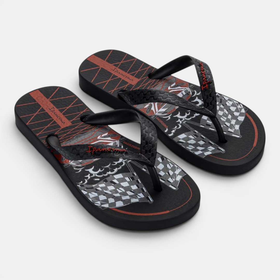 Chinelo Ipanema Fantasia Infantil Preto com Vermelho Preto 3