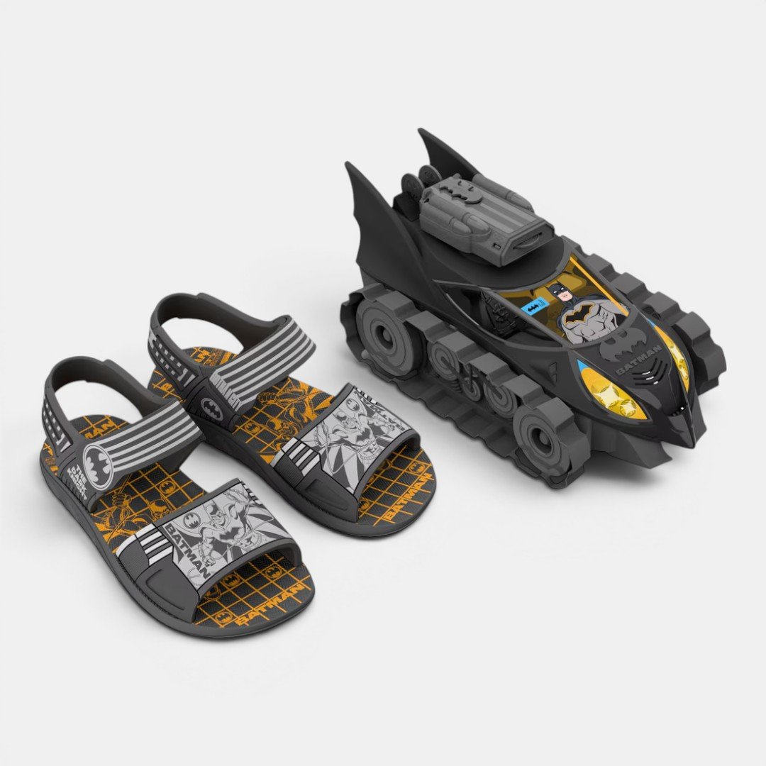 Sandália Papete Batman Combat Com Carro De Combate Cinza