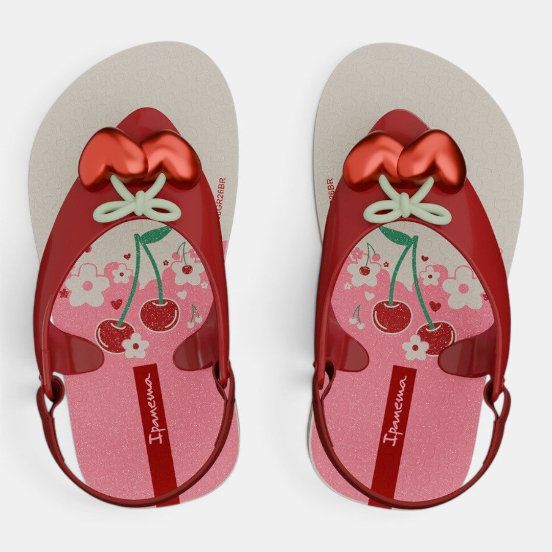 Chinelo De Dedo De Bebê Belle Cerejinha Ipanema Bege