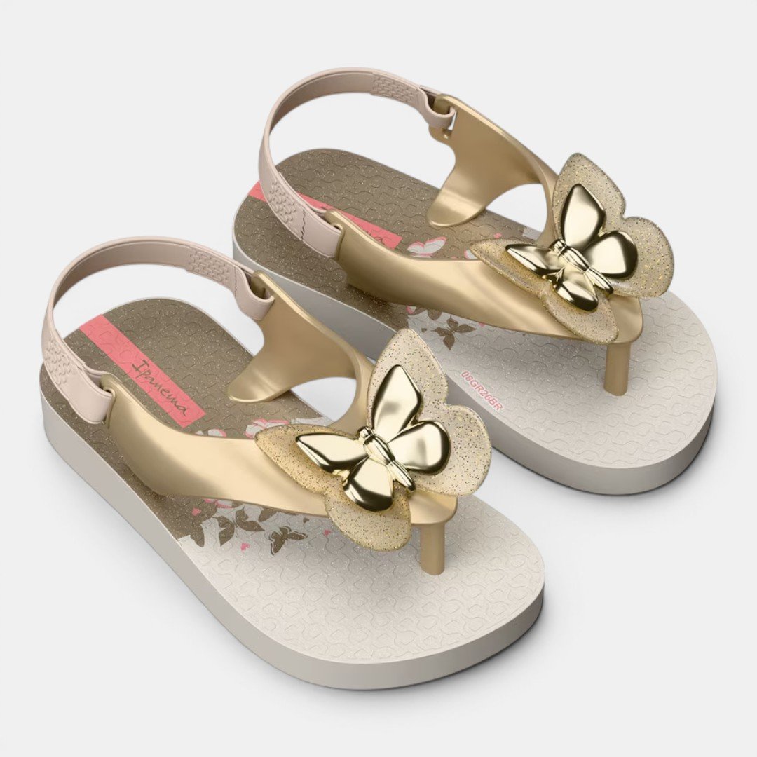 Chinelo De Dedo De Bebê Belle Borboleta Ipanema Bege Bege 2