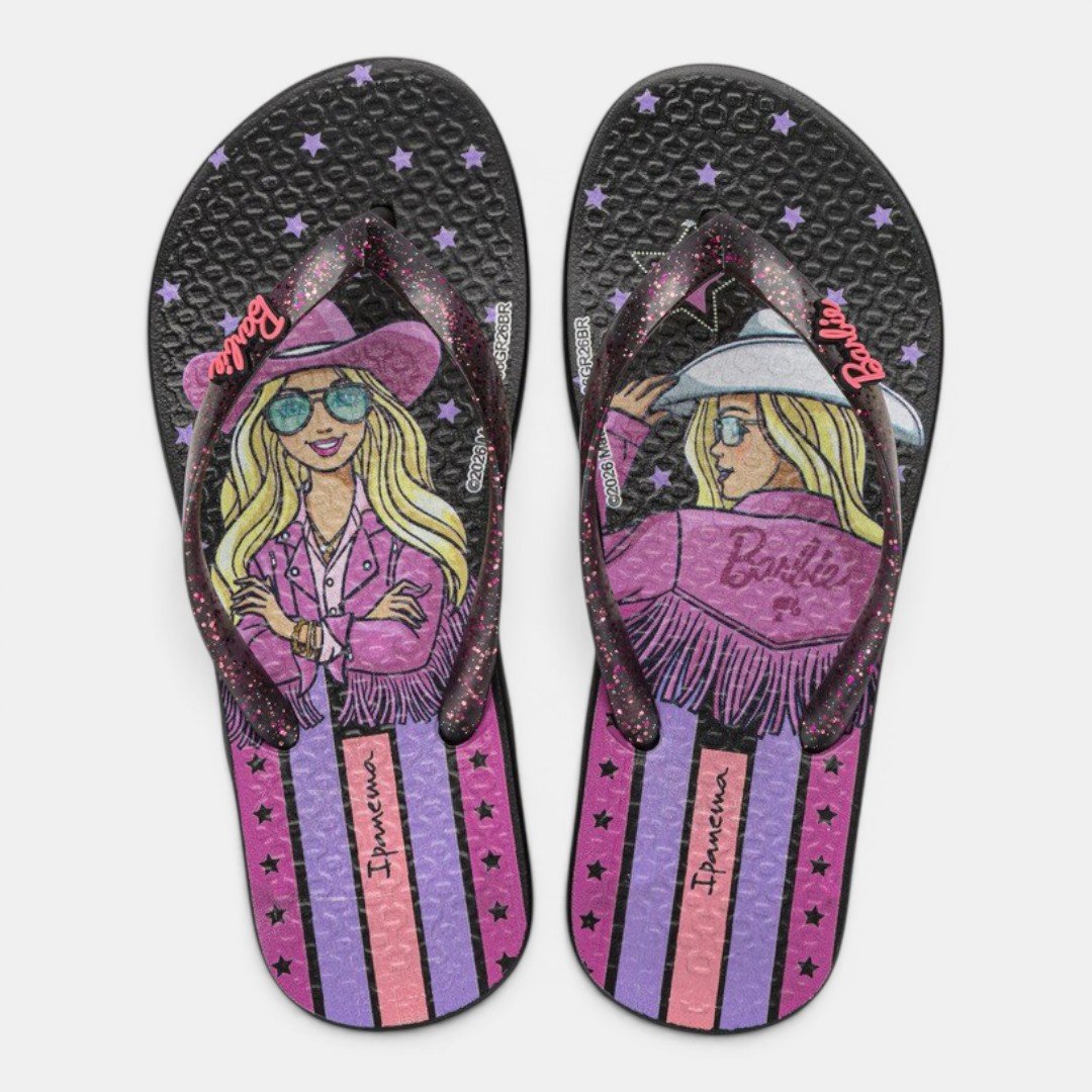Chinelo De Dedo Infantil Barbie Meu Encanto Ipanema Preto