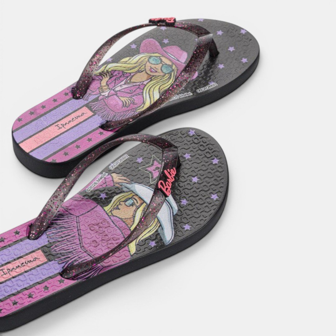 Chinelo De Dedo Infantil Barbie Meu Encanto Ipanema Preto Preto 3