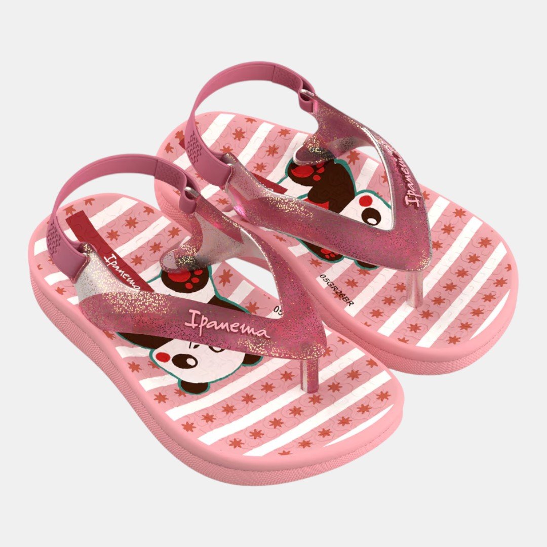 Chinelo De Elástico Ipanema Anatômica Sweet Baby Pandinha Rosa Rosa 3