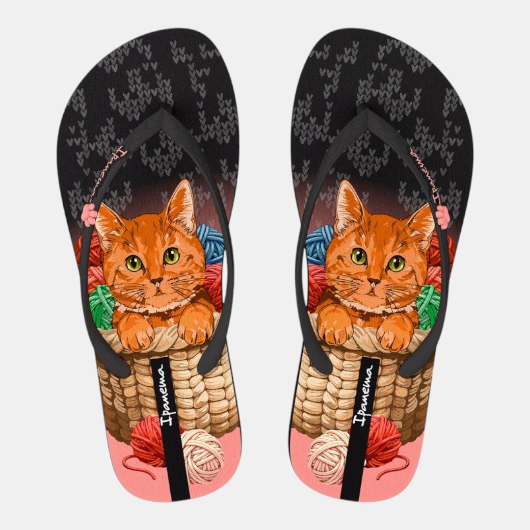 Chinelo de Dedo Pets Pop Ipanema Gatinho Preto