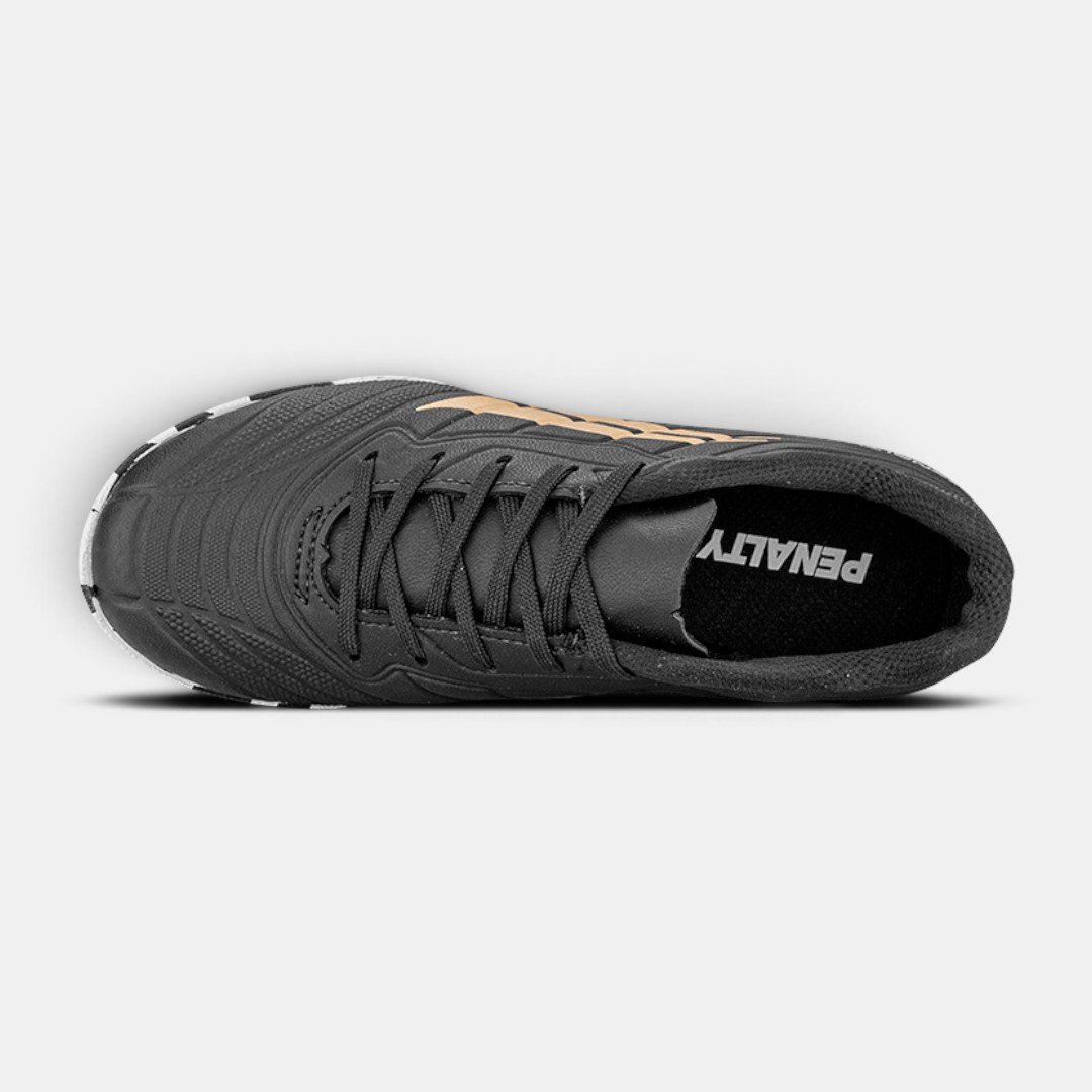 Chuteira Society Infantil Penalty Matis Kids XXI Preta com Dourado Preto 3