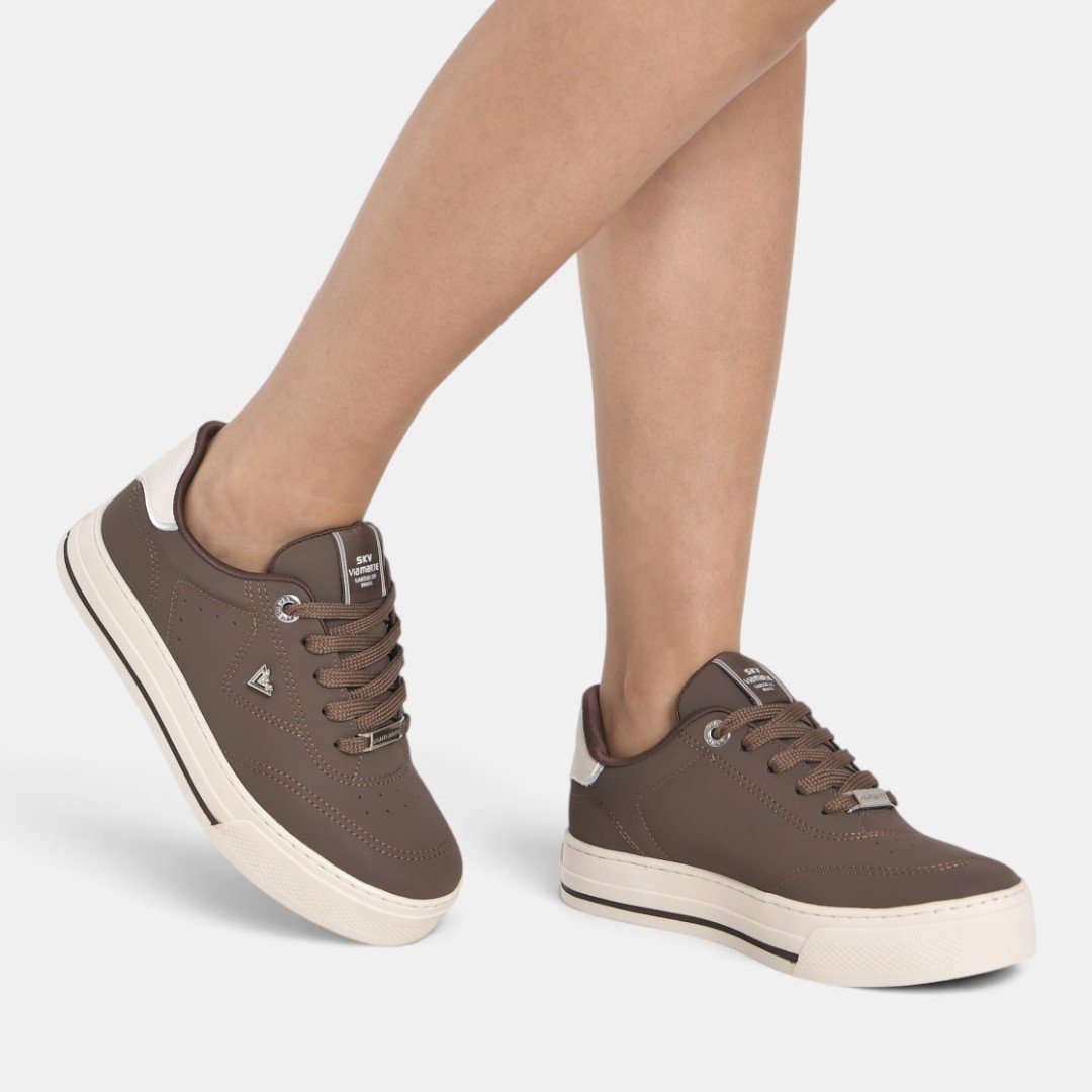 Tênis Via Marte Casual Feminino Marrom Bege 5